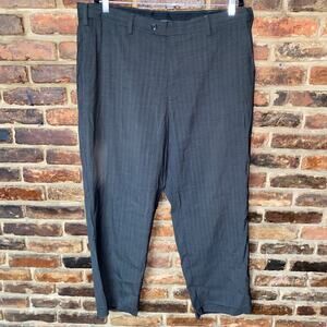 David Taylor Collection Gray Striped Plaid Flat Front Dress Pants Men's 40x29